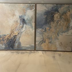 2 Large Abstract Canvas Art Pieces – 49” x 60” – $600