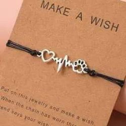 $5 Cute Alloy Love Dog Paw Bracelet With Card (New)