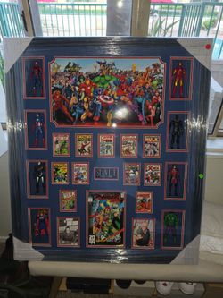 Stan Lee signed memorial board with original 60's action figures