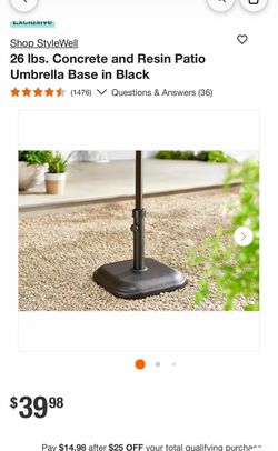 StyleWell 26 lb Concrete Resin Patio Umbrella Base Black