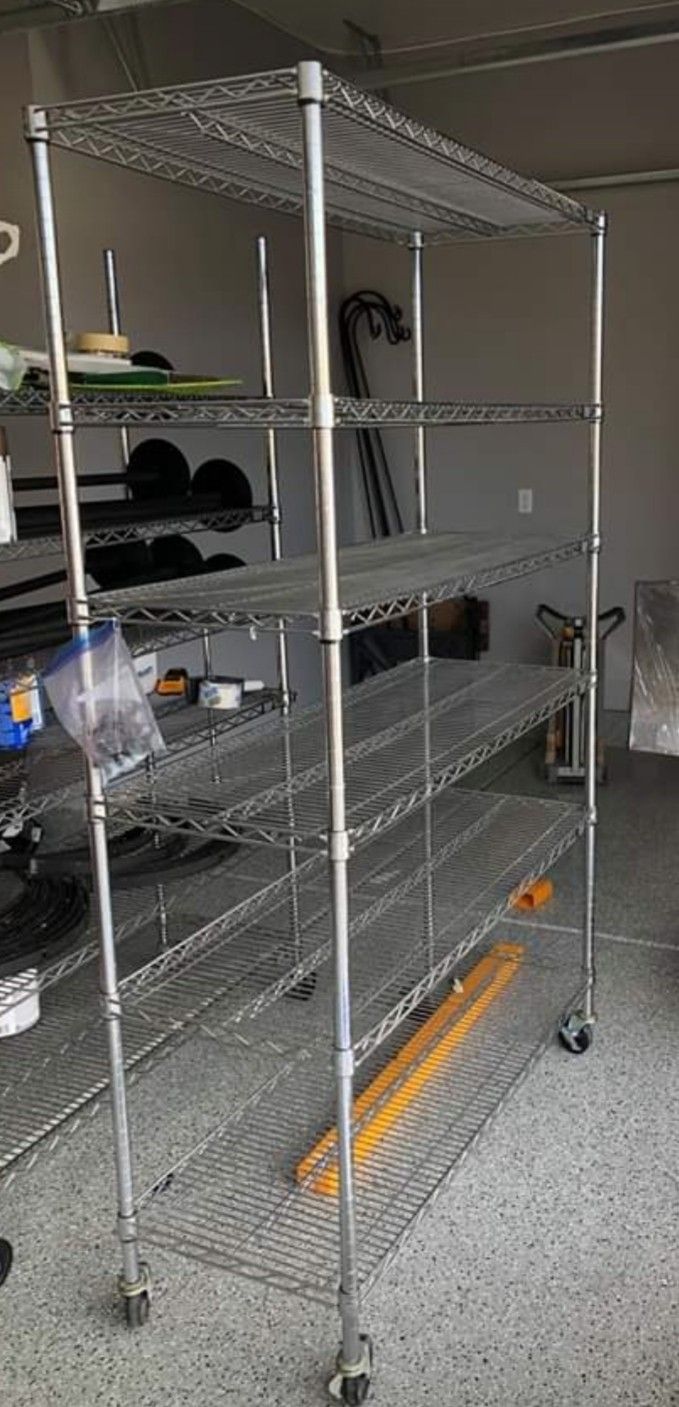 6 tier wire rack// 48"x18"x78"(stainless stell) $65