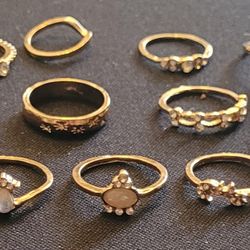 13 Gold Plated Costume Rings