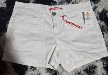 UNIONBAY Delaney Juniors Cargo Shorts Size 7 White Cotton Mid Rise Pockets