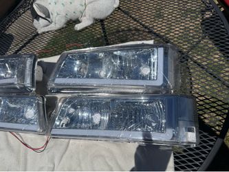 03-06 Chevy Silverado Chrome Clear LED Strip Headlights Parking Lights