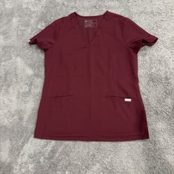 Small FIGS Burgundy Scrub Top