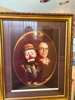 Donald "Rusty" Rust Emmett Kelly Sr & Jr Dual Portrait Art Print - Hand-Signed AP (Artist Proof) Framed