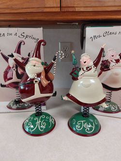 Santa and Mrs. Claus on a Spring Figurine Set