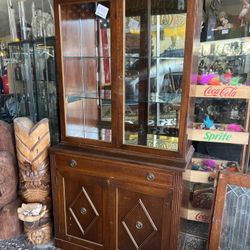 1950s Mahogany Display Cabinet Show Case Lighted 