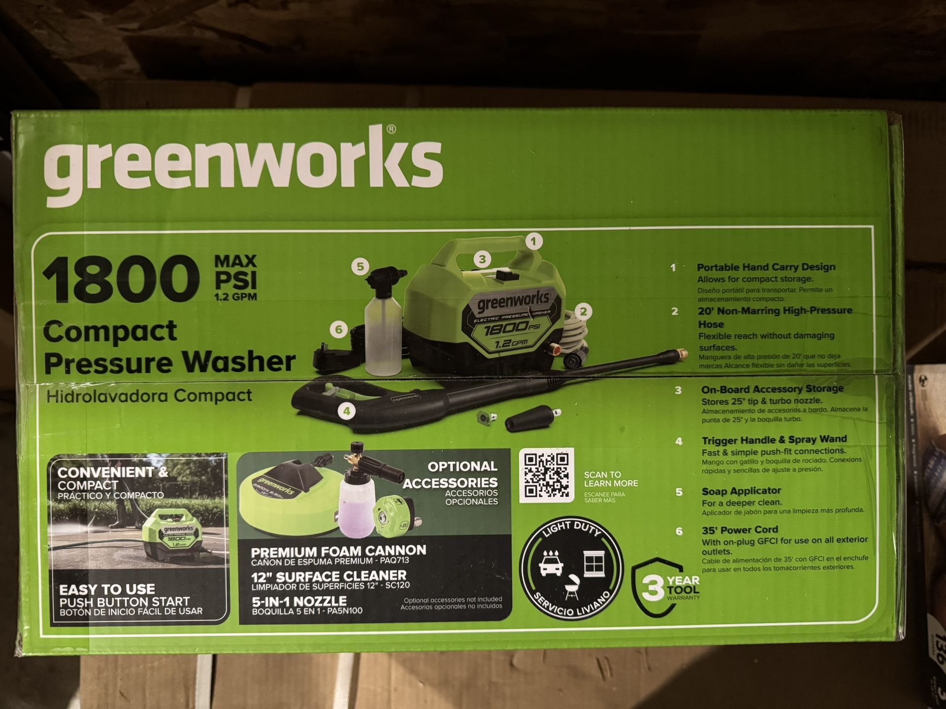Greenworks Pressure Washer 1800psi New