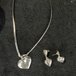 Sterling Silver Necklace And Matching Earrings 