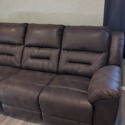 Brown Recliner Couch, 3 Seats