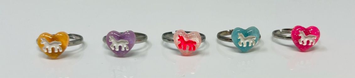 Children’s Adjustable Unicorn Heart Rings