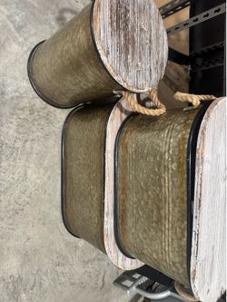 Set of 3 Rustic Metal Storage Bins