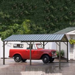 1635b  EROMMY Metal Carport 10' X 16' Heavy Duty, Multi-Use With Powder-Coated Steel Roof And Frame, Outdoor Carport Canopy