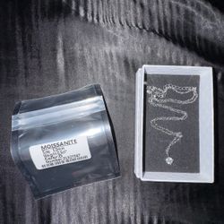 Moissanite Necklace 0.5ct Silver Chain With GRA Authentication Card And Quadfold