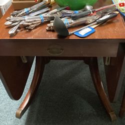 Wood Drop Leaf Table w/ 2 Drawers