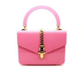 Gucci Plexiglass Mini Sylvie 1969 Top Handle Pink Chain Handle Bag