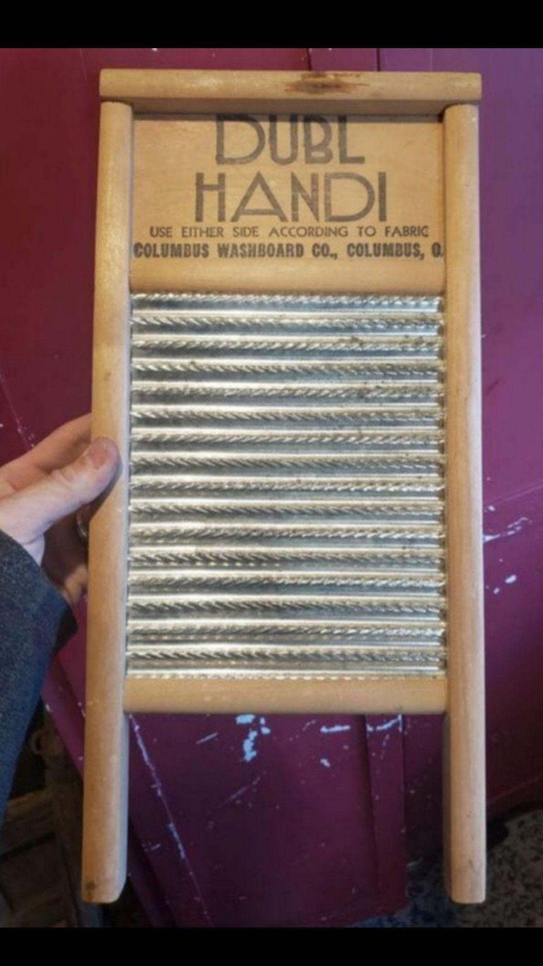 Small antique washboard (18" tall 9" wide)