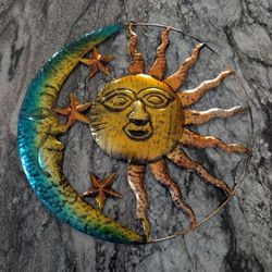 Metal Sun and Moon Wall Art