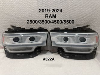 2019 To 2024 Dodge RAM 2500/3500/4500/5500 Switchback Sequential LED Turn Signal Projector Headlights (White Housing/Clear Lens)