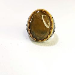 Natural Arabian Gemstone Ring With Silver Frame 925 Size 9 USA