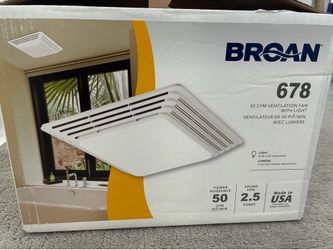Broan 678 50CFM Ventilation Fan - no cover