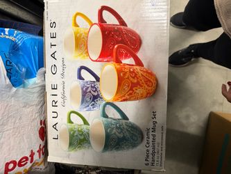 Laurie Gates 6-Piece Colorful Handpainted Ceramic Mug Set