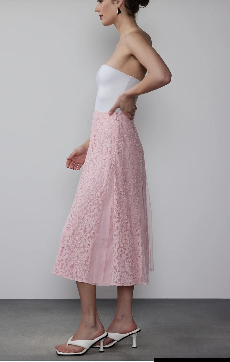 Lace Tulle Midi Skirt