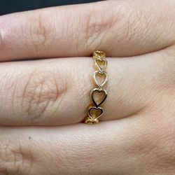 14K Gold Hearts Ring