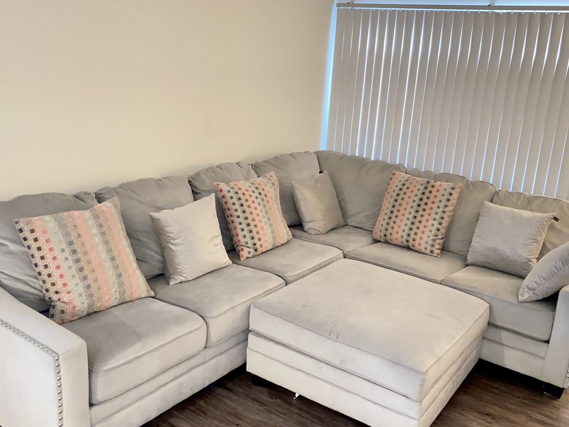 Ashley’s Sectional Gray Suede
