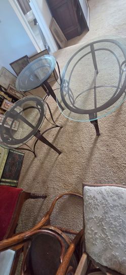 Glass Coffee table & 2 end tables