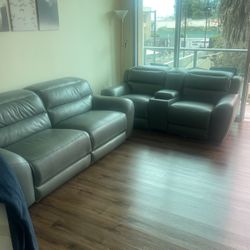 Italian Leather Sofa And Loveseat