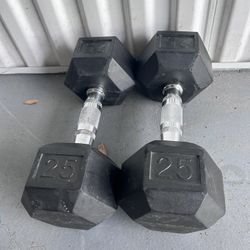 25 LB Rubber Hex Dumbbells