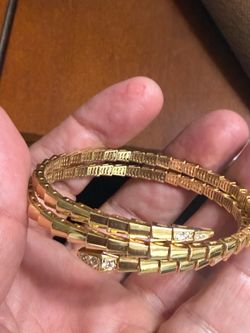 New 18k Italy Gold Serpenti 3 Coil Bangle Bracelet