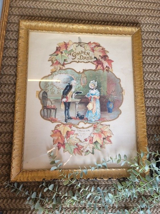 Vintage Golden Day 1904 Calender in Frame for Sale.