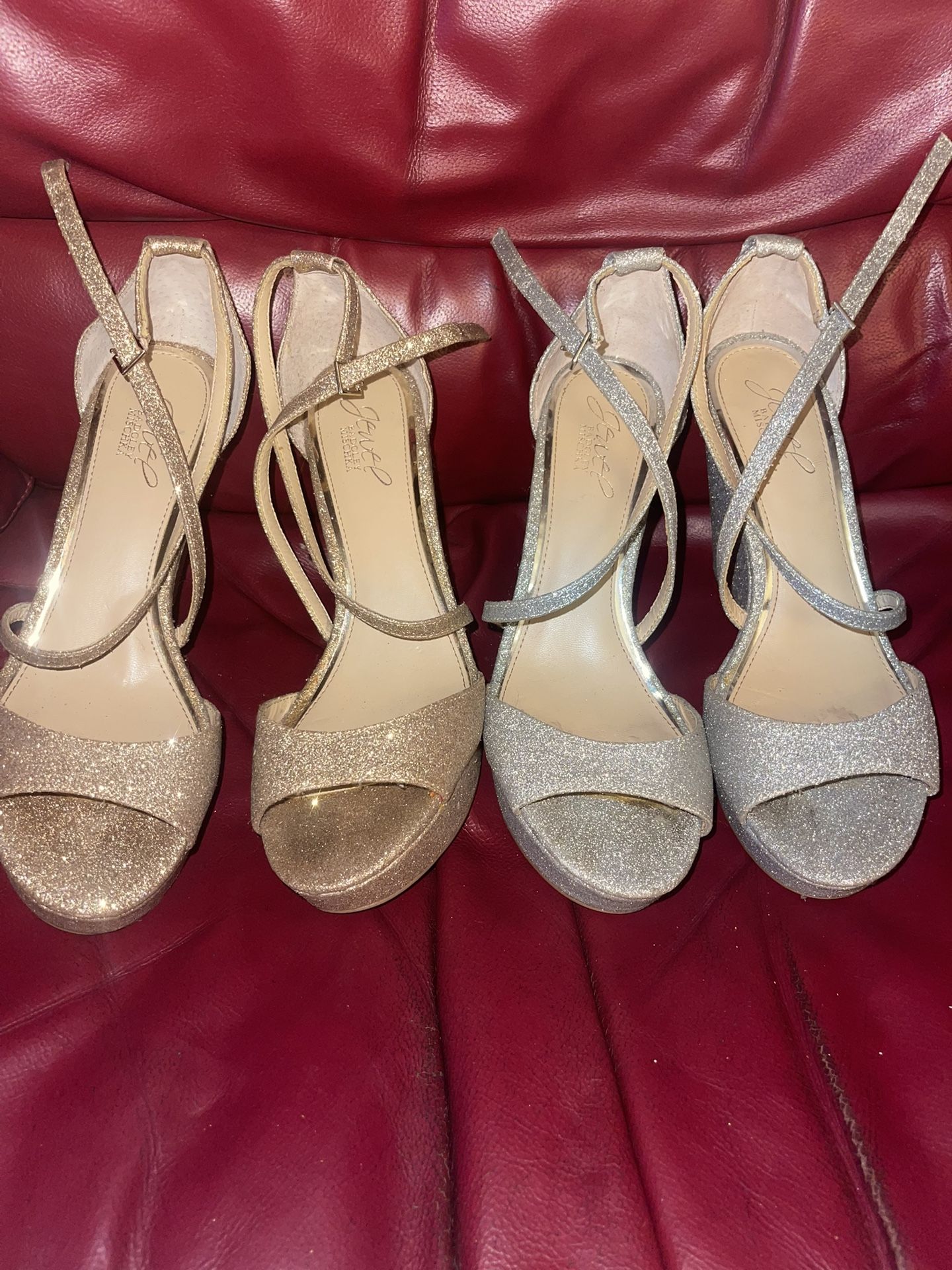 Badgley Mischka Silver And Gold Glitter Heels