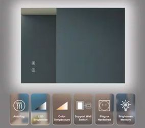 FUNKOL 32 in. W x 24 in. H Rectangular Led Frameless Wall Mount Backlit Bathroom Vanity Mirror, High Lumen/Waterproof Anti-Fog