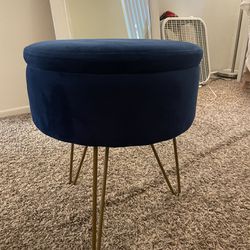 Navy And Gold Ottoman Stool