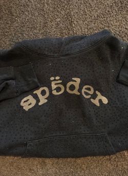 Sp5der black rhinestone Web Hoodie – Streetwear Essential