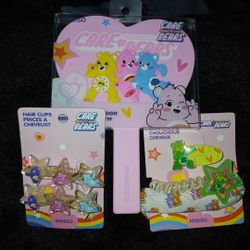 Kids Hair Stuff And A Small Care Bear Mirror 