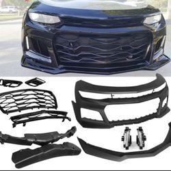 Fits 16-18 Chevy Camaro ZL1 Style Front Bumper Cover Conversion w/ DRL Fog Light
