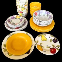 Vintage Home Essentials “Fruit Medley” + home O “American Simplicity” Stoneware Set – 26 Pieces