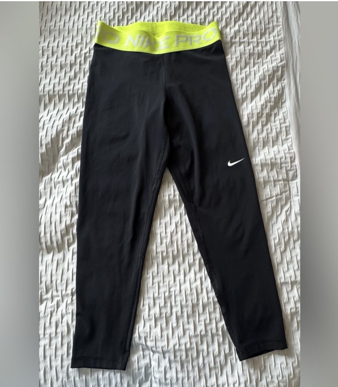 Nike Women's Pro 365 Black/Volt Mid Rise Leggings