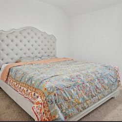 Beautiful Tufted Back King Bed For Sale