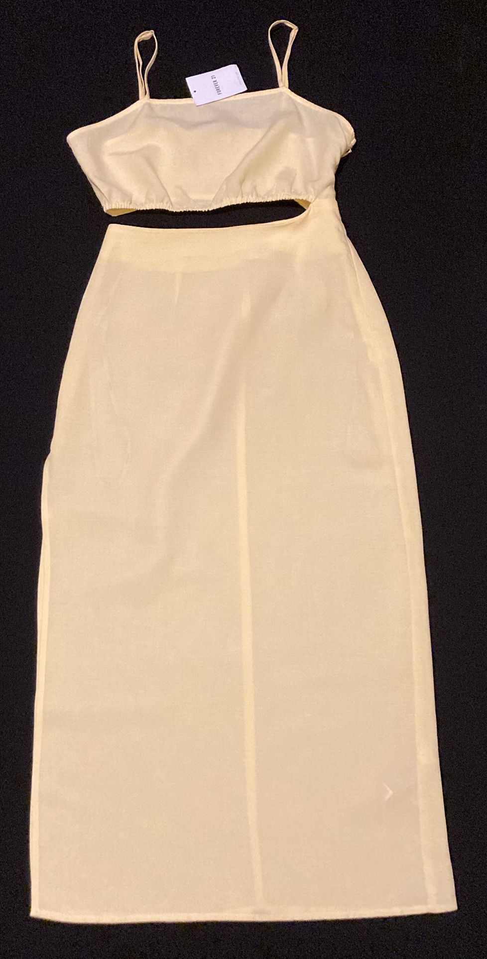 Women’s Linen Blend Cut Out Yellow Side Slit Sleeveless Dress Size Small Beach