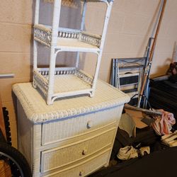 Wicker nightstand and shelf