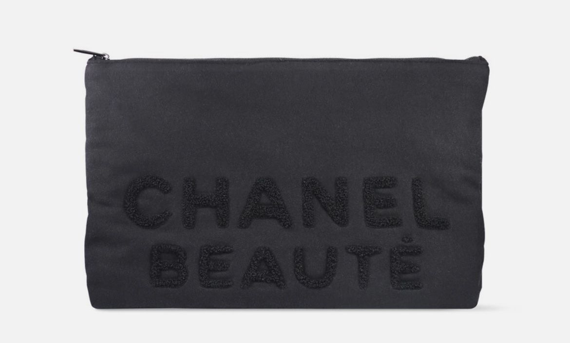 CHANEL Beauty Black Makeup Bag BIG 100% Cotton
