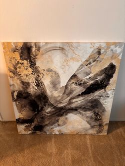 Abstract Canvas Wall Art Black Gold