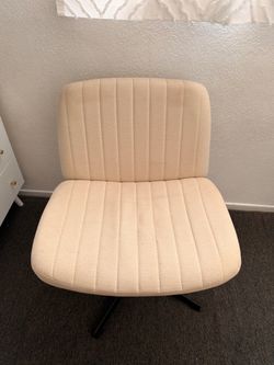 Cream Fabric Armless Swivel Accent Chair
