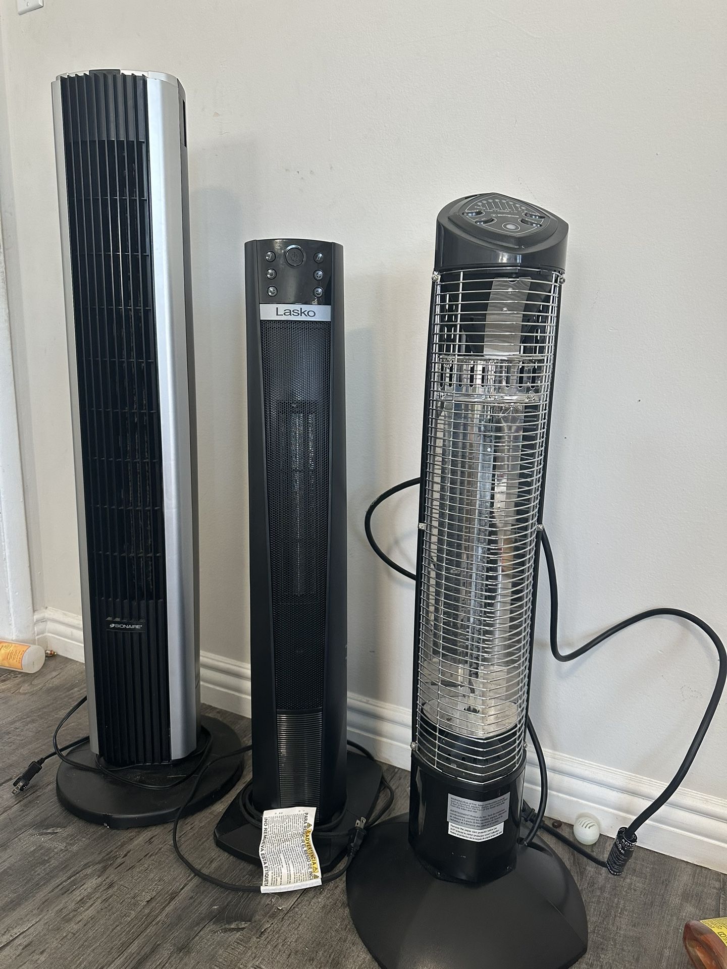 Fan Tower, Heater. In Good Condition.